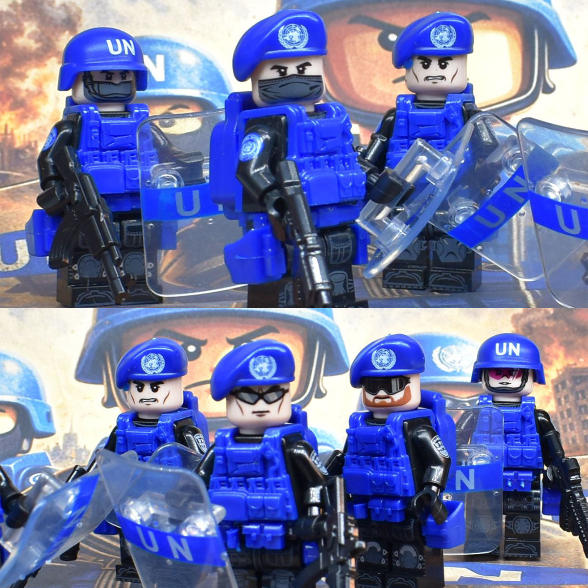 Casques Bleus ONU - Pack de 6 soldats Maintien de la Paix
