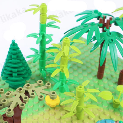 Arbres palmiers et bambous vegetation pour diorama en LEGO®, reconstitution de l' histoire mise en scène des fiurines 