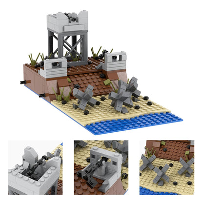Revivez l'assaut des forces alliées avec ce décor de plage du Débarquement, inspiré d'Utah Beach et Omaha Beach. Parfait pour recréer le Jour J dans les moindres détails !